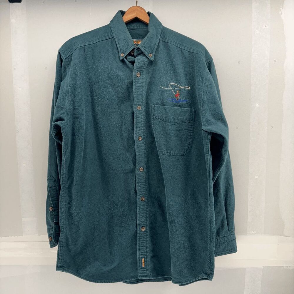 Vintage Woolrich Shirt Mens Medium‎ Chamois Cloth Long Sleeve Button Up Outdoor